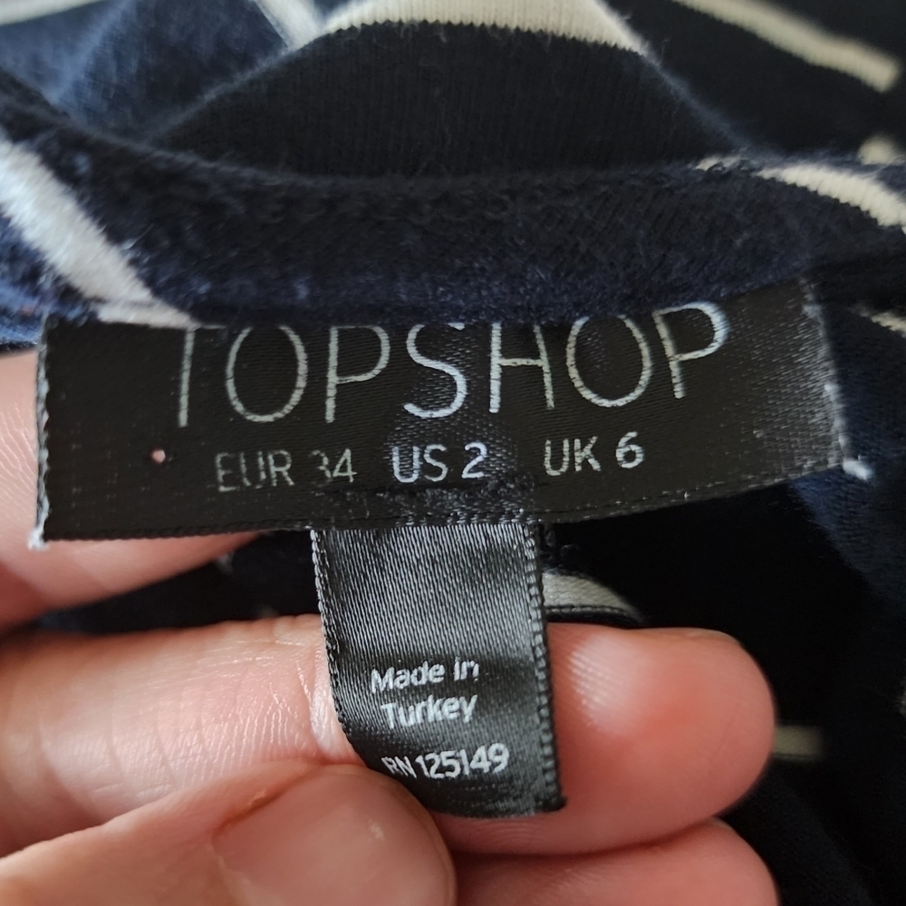 Topshop Navy White Striped Romper Women's Size 2 Spaghetti Straps Coastal Cute - Picture 2 of 4